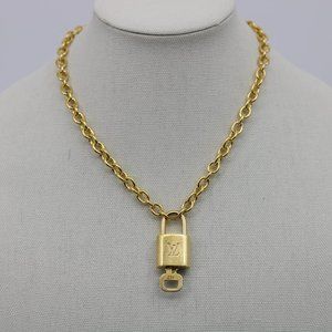 Louis Vuitton Gold Padlock & Key with Second-hand Necklace